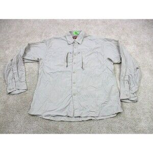Simms Shirt Men Medium Beige Tan Long Sleeve Button Up Fish Outdoors Lightweight